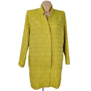 Zara Yellow Textured Open-Front Trench Coat